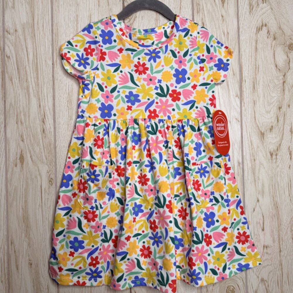 Wonder Nation Girls Play Dress with Short Sleeves